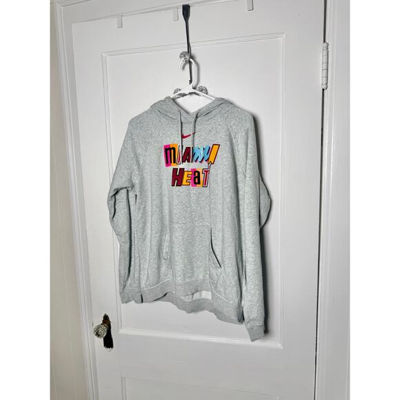 Nike Miami Heat Vice City Mens Pullover Hoodie Sweatshirt Gray Graphic Large - Picture 1 of 9